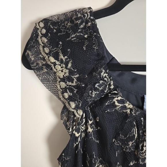 Rabbit Rabbit Rabbit Designs Women's 10 Black‎ Gold Lace Sleeveless Sheath Lined - Picture 4 of 11